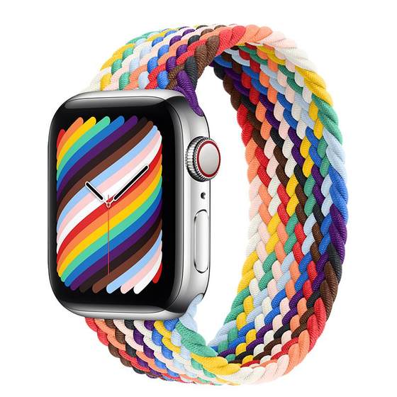 
Official model suitable for apple watch11 strap s9 rainbow iwatch10 single circle braided stretch nylon SE Apple watch Ultra men's and women's 42mm sports creative accessories trendy 45 strap