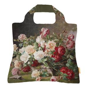 Oil painting rose printing large capacity new portable folding supermarket cloth shopping bag environmentally friendly bag shoulder bag handbag