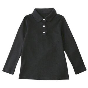 
Boys T-shirt, long-sleeved pure cotton spring and autumn white school uniform autumn top lapel black base shirt children's POLO shirt