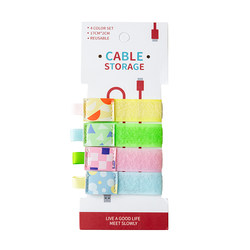 Brightly colored data cable straps, storage and organization tool