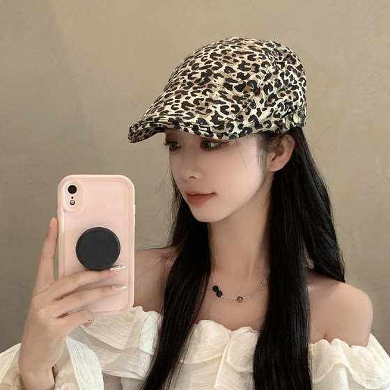 Millennial hottie leopard ພິມໄປຂ້າງຫນ້າຫມວກຜູ້ຍິງແບບສະບາຍໆແລະອະເນກປະສົງຂອງອັງກິດ retro newsboy ຫມວກວັນນະຄະດີ painter ຫມວກ peaked ຫມວກ trendy