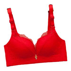 
Big red zodiac year underwear for women without steel rings, push-up small breasts, medium-thick sexy bra, anti-sagging top-up