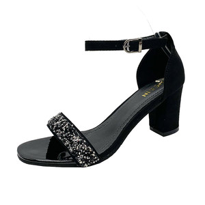
Fashion Sandals Women's Summer 2026 New Versatile Internet Celebrity Diamond Black Strap Roman Thick Heel Open Toe High Heels