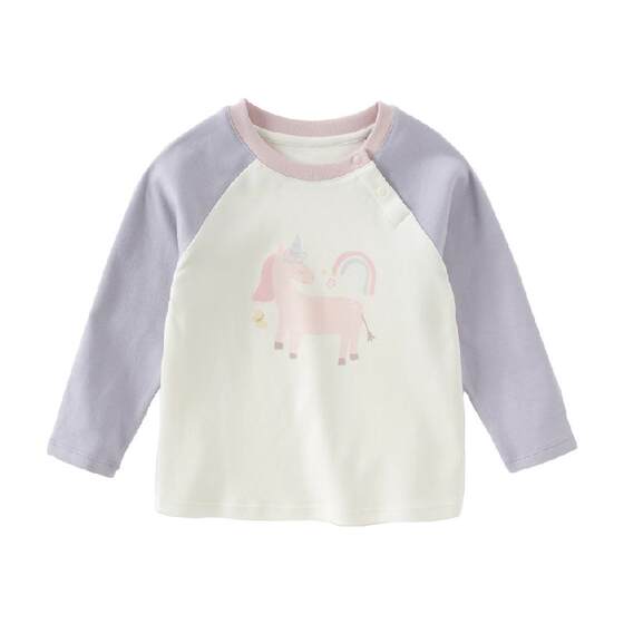 
David Bella children's long-sleeved T-shirt 2026 boys spring bottoming shirt baby girl new pure cotton printed top