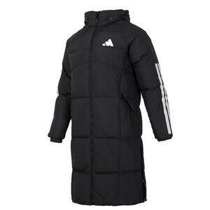
Adidas Adidas women's black down jacket long 2024 spring new warm hooded sportswear for men