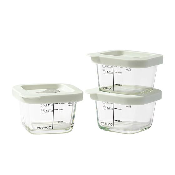 
Ying's baby food supplement box glass fresh storage can be steamed custard bowl special baby food supplement bowl cup mold complete set