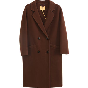 Dyesha double-breasted 100% wool coat for women in autumn and winter new commuting temperament high-end mid-length woolen jacket