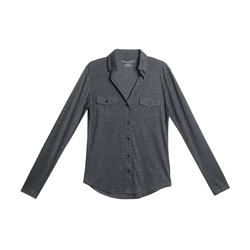 Tangtang 2004 Simple High-end Polo Collar Dark Long-sleeved Shirt 2023 Early Spring Versatile Inner Layer For Women