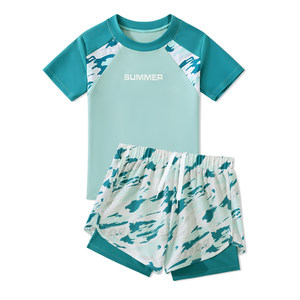 Children's swimsuits, boys split double-layer swimming trunks swimsuits 2025 new summer large children and teenagers set
