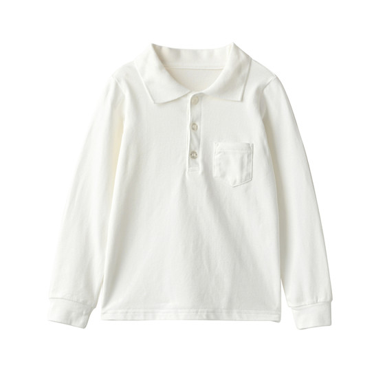 
Small bottoming T-shirt, Category A children's pique cotton polo shirt, boys and girls pure cotton long-sleeved bottoming shirt, spring style for middle and large children