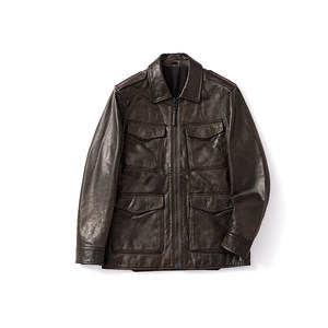 Wannian classic/person walking clothes are still high -end hunting leather leather clothes men tough and handsome goat jacket men
