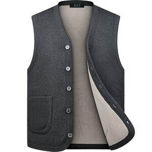 Plel of velvet warm clothes autumn and winter Grandpa vest Middle -aged and elderly men thicken the shoulder, father, wearing bottom cotton vest