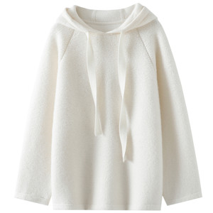 
Who wouldn’t be excited to wear it? Heavy-duty thickened loop needle 100% pure cashmere hoodie women’s hooded sweater loose new style