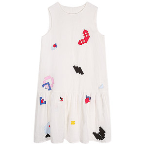 Jinyu Huahua Dress Summer Women's 2025 New Sleeveless White Embroidered A-line Skirt Small Line Long Skirt