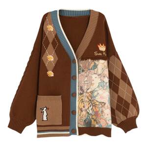 
Mori tribe retro Maillard outfit lazy style sweater brown sweater cardigan coat women's spring top autumn