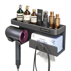 [No punching] Hair dryer storage rack multifunctional