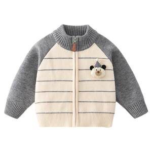 
Banxidi boys sweater winter clothing new baby boy plus velvet red knitted cardigan winter children's thickened clothes