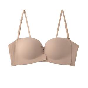 
Strapless front buckle gathering underwear for women's non-slip invisible markless liquid foundation bra vest-style summer back bra