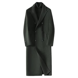 Autumn and winter fashion double -sided cashmere coat men's long 100%wool double -breasted knee woolen woolen coat coat thickened