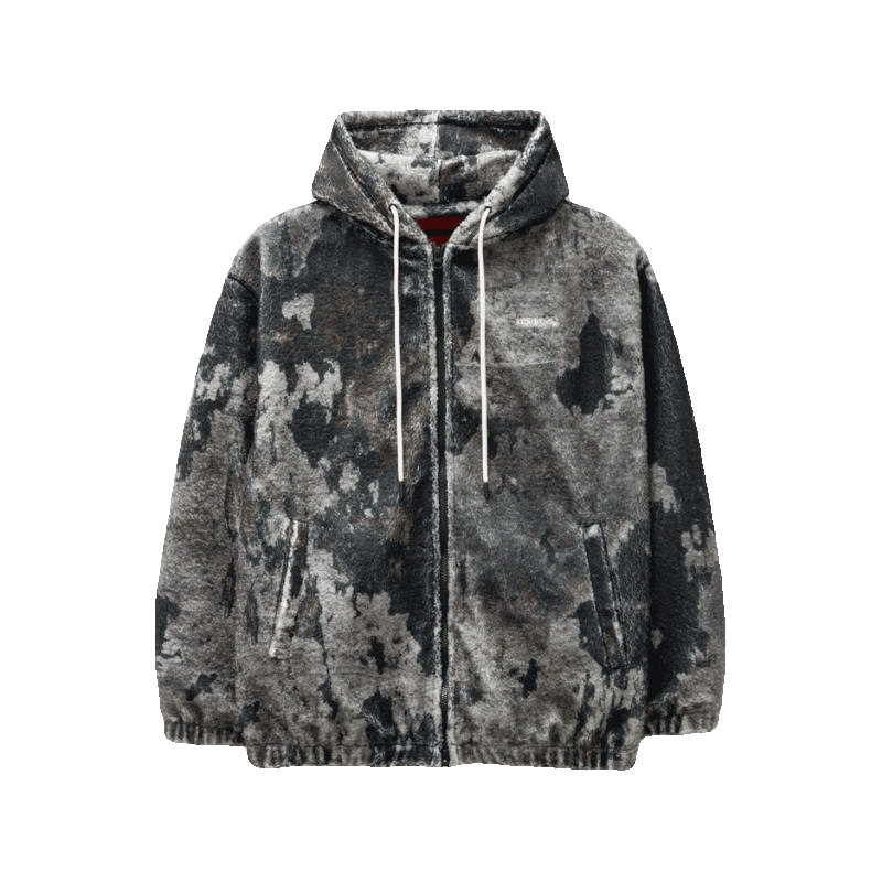 KUSIKOHC BURNPRINT ZIP-UP FLEECE HOODIE