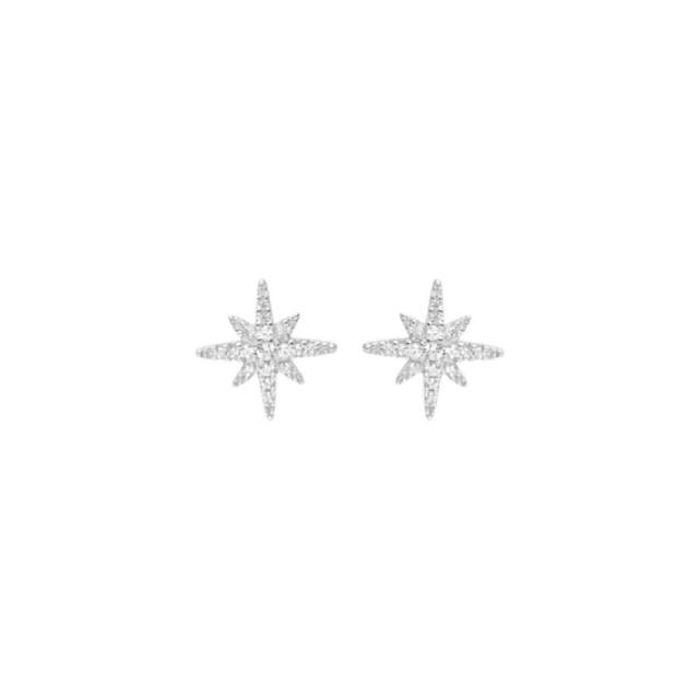 Red Compass Eight Mang Star Earrings Pure Silver Korean Temperament Baitao Red Ear Button Star Color Fashion Ear Nails Female
