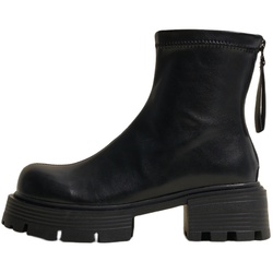 Qibu Forest "autumn London" Thick-soled Small Round Toe Zipper Back Slimming Elastic Short Boots For British Women
