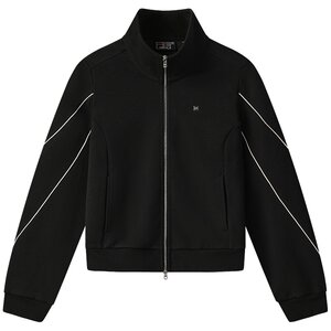 
FILA official women's knitted long-sleeved jacket 2025 autumn new fashionable casual loose stand collar top