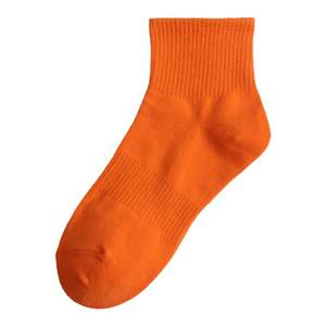 
Orange socks for women, middle socks, pure cotton, solid color boat socks for women, orange low-top sports orange short socks for men, full cotton
