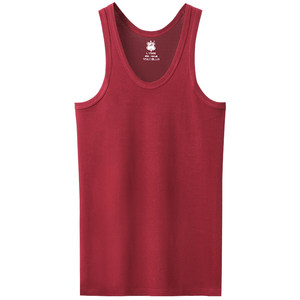 
Pure cotton vest men's hurdle fitness sports base sweat shirt, date red wine red suspender sleeveless cotton spring and summer