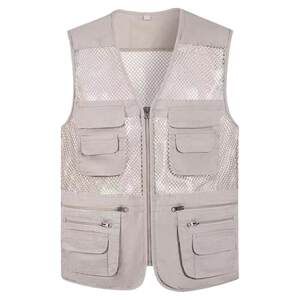 
Summer Men's Mesh Vest Pure Cotton Loose Horse Clip Middle-aged and Elderly Vest Outdoor Multi-Pocket Dad Fishing Vest