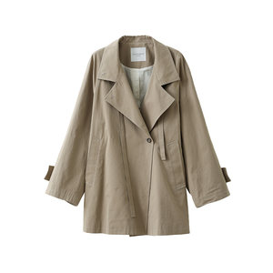 
POPCHRIO pure cotton simple stand collar temperament streamer windbreaker small short loose jacket for women