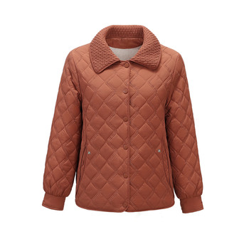 
Mom's small lapel plus velvet cotton coat for autumn and winter