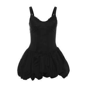 Griffin girl Hepburn black swan lace jacquard suspender dress for women Slim high waist bud fluffy skirt
