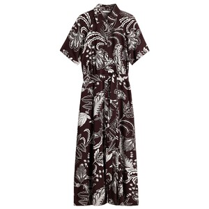 
HM women's dress summer waist straight and orderly shirt dress vacation style plant long skirt 1217576