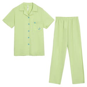 
Authentic red bean 100% Xinjiang pure cotton men's and women's short-sleeved trousers couple's pajamas can be worn as home wear spring and autumn styles