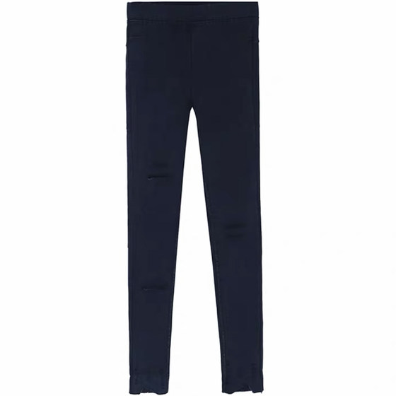 Fat Fairy Yingying Large size Women's Korean version of age reduction outside pocket jeans knee -collapsed bottom pants pencil pants
