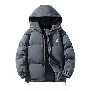 
Playboy 2025 winter hooded cotton coat men's thickened warm fashionable cold-proof couple coat bread coat cotton coat