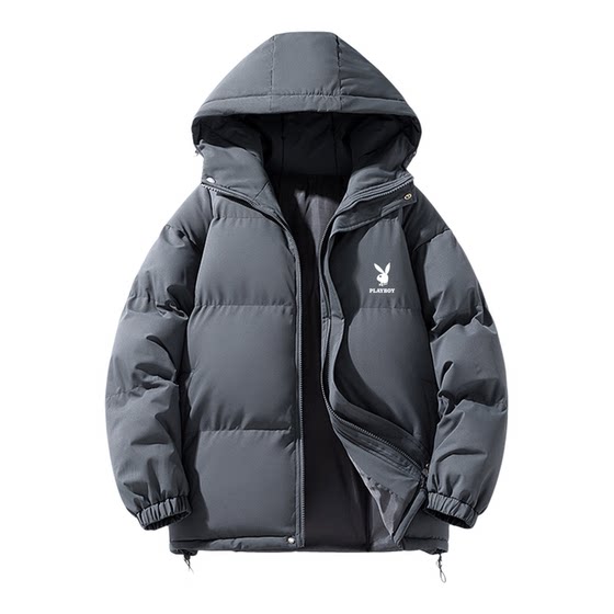 
Playboy 2025 winter hooded cotton coat men's thickened warm fashionable cold-proof couple coat bread coat cotton coat