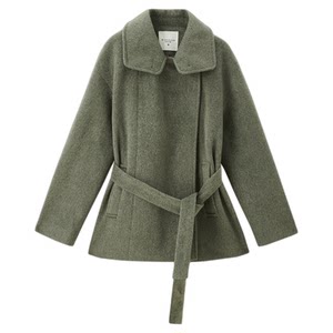 
Giordano jacket women's lapel secret placket strap medium length knitted woolen jacket 18374812