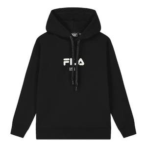 
FILA official sports sweatshirt for women in autumn new hooded men couple outfit plus velvet warm loose hoodie