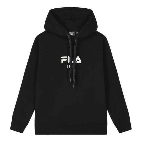
FILA official sports sweatshirt for women in autumn new hooded men couple outfit plus velvet warm loose hoodie