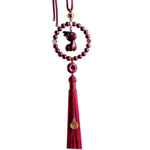 A little deer in and out of the Ping An Auto Peborer, the interior of the cinnabar Ping An buckle rearview mirror pendant DIY new model
