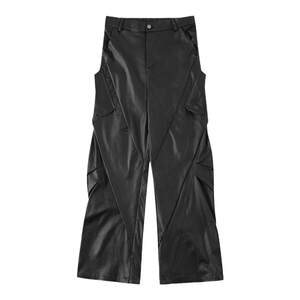 
FDR original national trend segmented structure spliced ​​casual pants for men and women loose couples straight-leg pants sports trousers leather pants