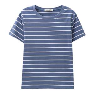 
Pure cotton mom short-sleeved women's t-shirt tops 2026 summer new loose round neck half-sleeved striped style shirt