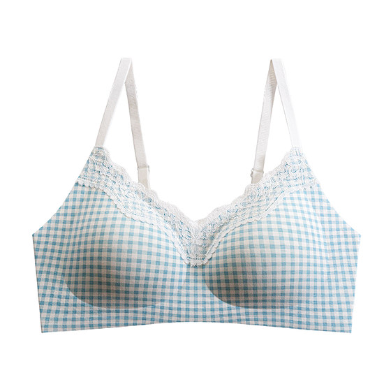 无痕碎花蕾丝内衣女小胸聚拢舒适纯棉甜美少女收副乳防下垂文胸罩