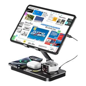 
Miaoku iPad tablet phone charging stand watch headphone magnetic three-in-one wireless charger pro foldable rotating online class metal desktop fast charging base suitable for Apple Huawei