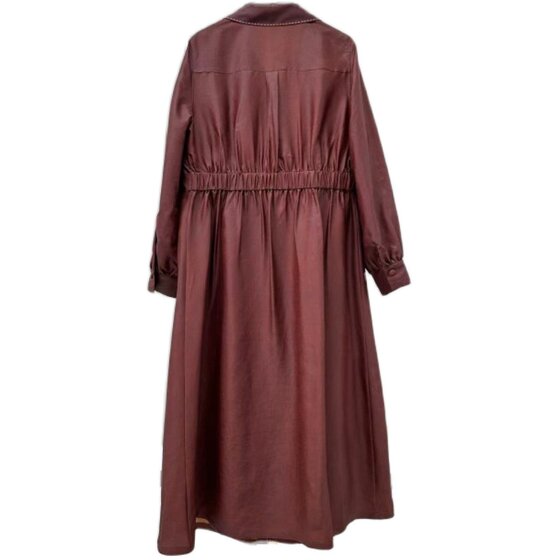 
[100% mulberry silk handmade bright thread old turtle pattern windbreaker] Xiangyun yarn oil leather old trench coat dz058