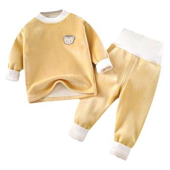 The baby's high waist and belly protective kitchen set plus velvet thickening
