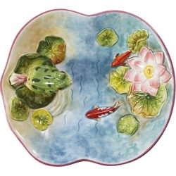 American Countryside Frog Lotus Candy Bowl Lotus Fruit Plate Ceramic Home Wedding Craft Ornaments Creative New Chinese Style