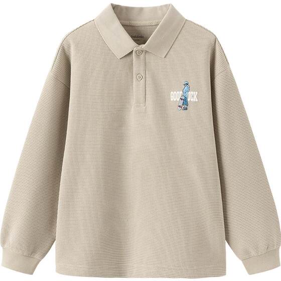 
Balabala children's clothing boys long-sleeved T-shirt children's top base shirt waffle comfortable POLO neck versatile trendy
